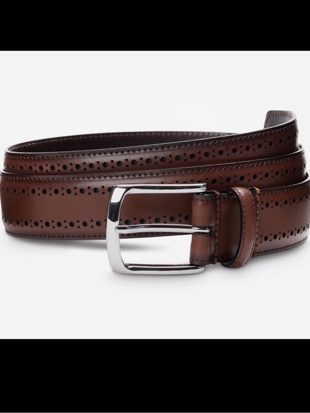 New Allen Edmonds Men's Manistee Brown Perforated Leather Dress Belt Sz 44